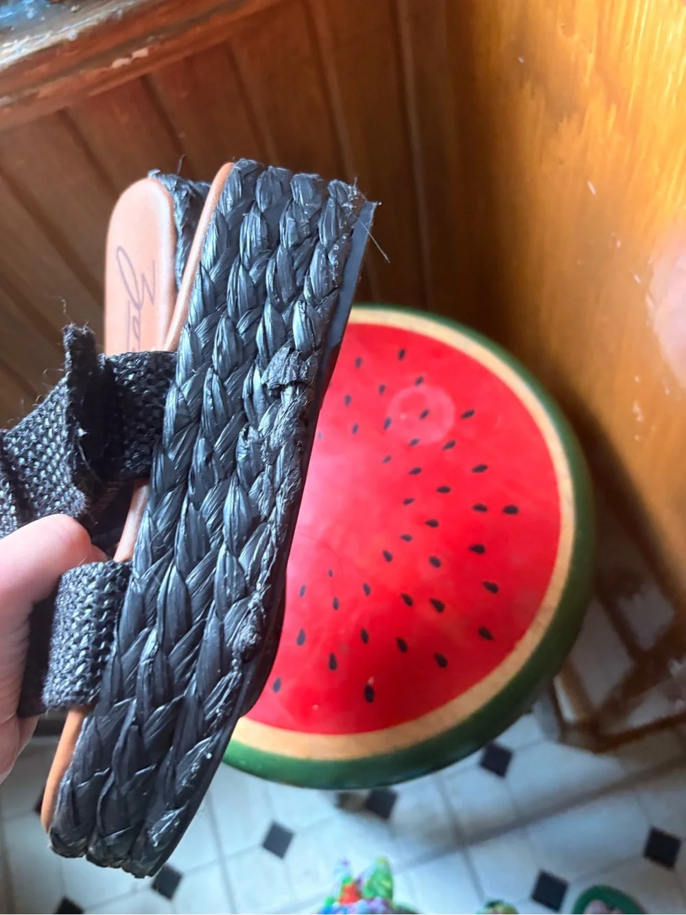 Zodiac Black Woven Espadrille Slide Sandals